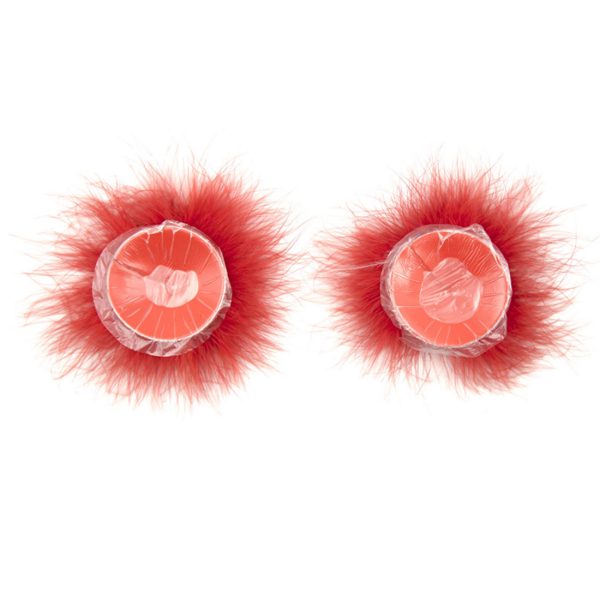 Fluffy Down Feather Red Nipple Pasties