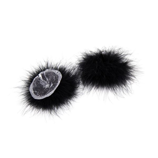 Fluffy Down Feather Black Nipple Pasties