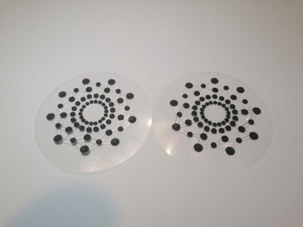 Black Spotted Nipple Pasties with Clear Plastic Connection