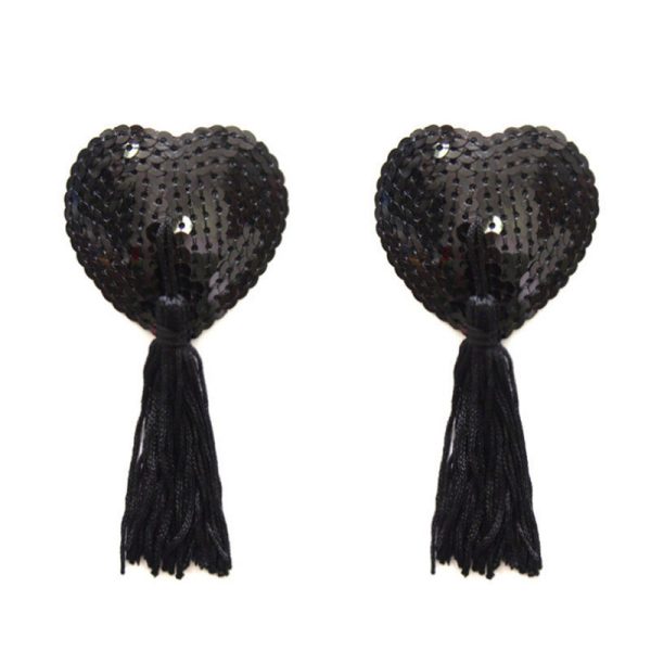 Black Heart Shaped Nipple Tassels