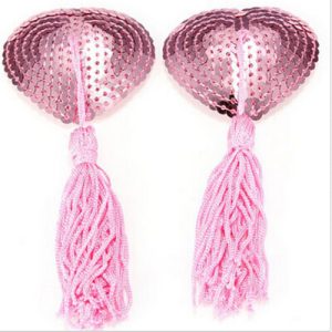 Pink Heart-Shaped Sequin Pasties with Pink Tassel