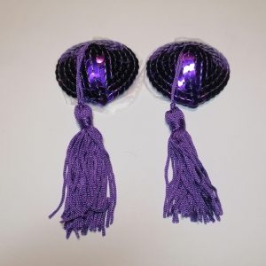 Purple Sequin Heart-Shaped Pasties with Purple Tassel