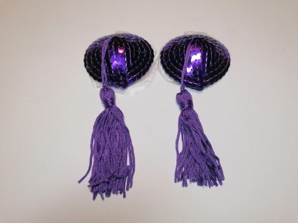 Purple Sequin Heart-Shaped Pasties with Purple Tassel